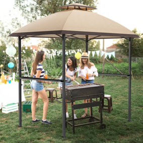 Onemill BBQ Gazebo Double Tiered UV Resistant Grill Shelter with Ventilation Arch Top