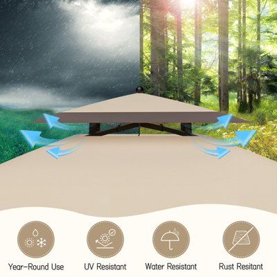 Onemill BBQ Gazebo Double Tiered UV Resistant Grill Shelter with Ventilation Arch Top - 3