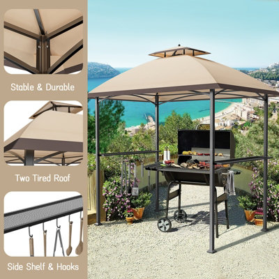 Onemill BBQ Gazebo Double Tiered UV Resistant Grill Shelter with Ventilation Arch Top - 5