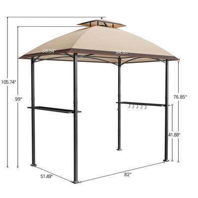 Onemill BBQ Gazebo Double Tiered UV Resistant Grill Shelter with Ventilation Arch Top - 6