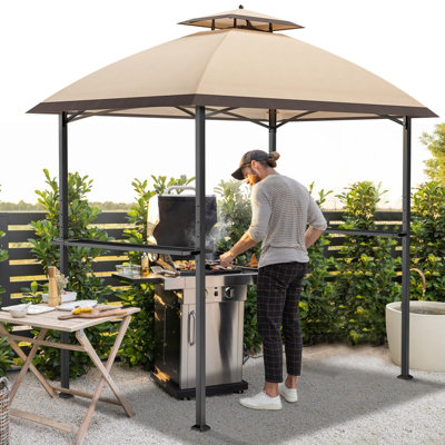 Onemill BBQ Gazebo Double Tiered UV Resistant Grill Shelter with Ventilation Arch Top - 7