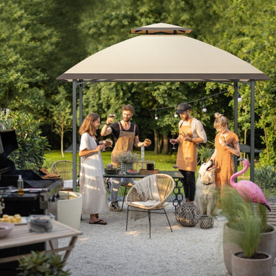 Onemill BBQ Gazebo Double Tiered UV Resistant Grill Shelter with Ventilation Arch Top - 8