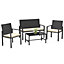 Onemill New Style-4 Pieces Patio Furniture Set with Glass Coffee Table