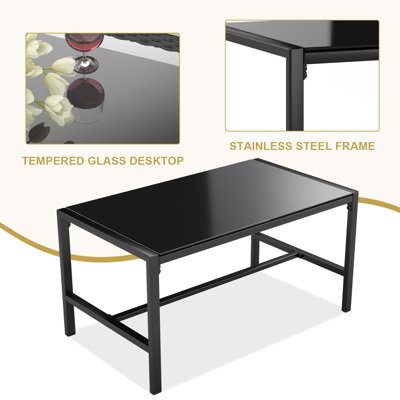 Onemill New Style-4 Pieces Patio Furniture Set with Glass Coffee Table - 4