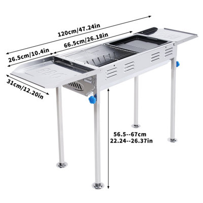 Grill De Camping Portable Pliable En Acier – Léger, Hauteur Ajustable (neuf)