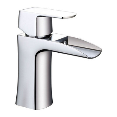 Ontario Polished Chrome Deck-mounted Waterfall Basin Mono Mixer Tap