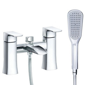 Ontario Polished Chrome Deck-mounted Waterfall Bath Shower Mixer Tap