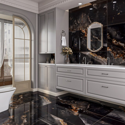 Onyx Black Opal 100mm x 100mm Rectified Porcelain Wall & Floor Tile SAMPLE Price Comparisons | Compare The Build