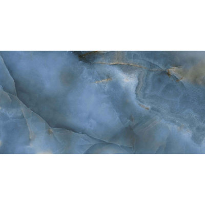 Onyx Blue XL 600mm x 1200mm Polished Porcelain Wall & Floor Tiles (Pack of 2 w/ Coverage of 1.44m2)