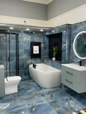 Onyx Blue XL 600mm x 1200mm Polished Porcelain Wall & Floor Tiles (Pack of 2 w/ Coverage of 1.44m2) - 5