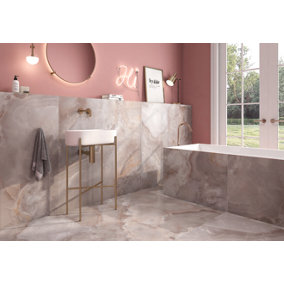 Onyx Coral Pink XL 600mm x 1200mm Porcelain Wall & Floor Tiles (Pack of 2 w/ Coverage of 1.44m2)