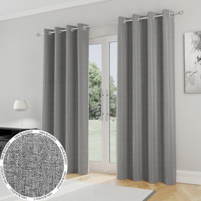 Onyx Grey 100% Blackout Eyelet Curtain - 90" x 90"