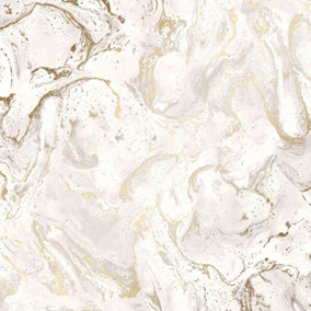 Onyx Marble Metallic Wallpaper In White And Gold