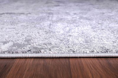Onyx Modern Grunge Sprayed Abstract Area Rugs Silver 200x290 cm