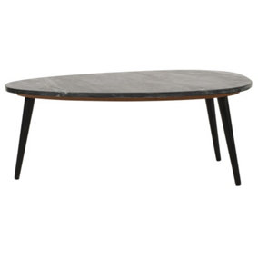 Opal Coffee Table with Black Marble Top & Metal Legs - - L60 x W90 x H35 cm