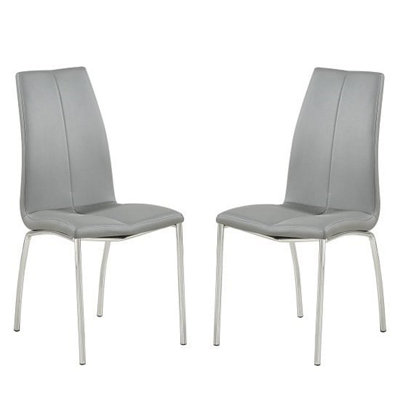 Opal Grey Faux Leather Dining Chair With Chrome Legs In Pair