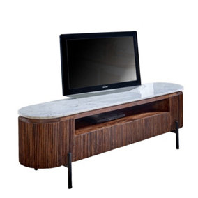 Opal Large TV Stand with Marble Top & Metal Legs - L40 x W170 x H50 cm