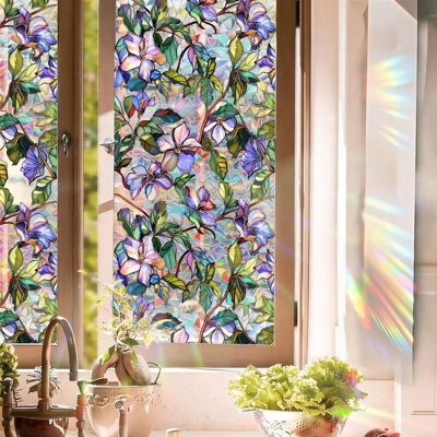 Opaque window film, privacy film with colorful floral pattern, static ...