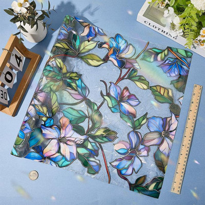 Opaque window film, privacy film with colorful floral pattern, static ...