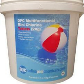 OPC Multifunctional Mini Chlorine Tablets 20g 4Kg packed in 4 x 1Kg pouches