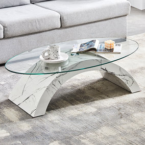Opel Coffee Table Clear Glass Coffee Table for Living Room Centre Table Tea Table for Living Room Furniture Vida High Gloss Base