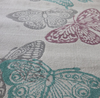 Open Butterfly Area Rug in Light Grey Background,60 x 110cm