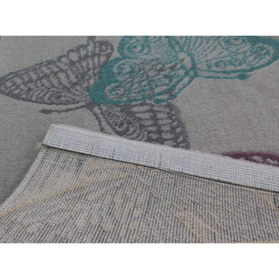 Open Butterfly Area Rug in Light Grey Background,80 x 150cm