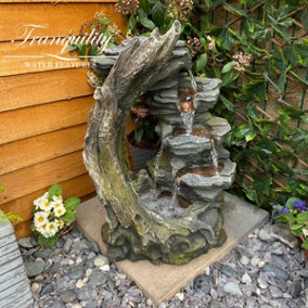 Open Crystal Falls Woodland Mains Plugin Powered Water Feature