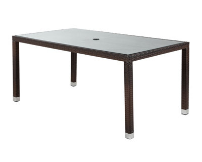 Open Leg Rectangular Rattan Dining Table in Chocolate with Free Outdoor ...
