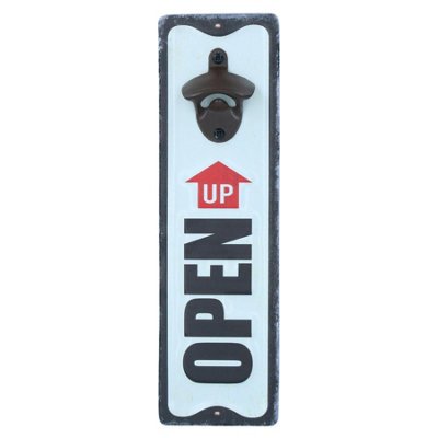 Open Up Bottle Opener Sign Gift Garage Door Shed Bar Hotel Pub Garden Yard