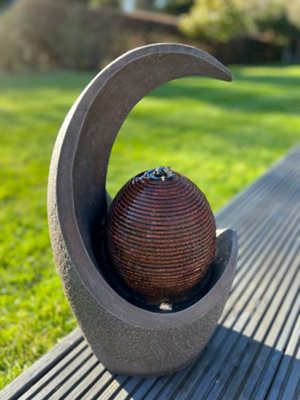 Open Vase Moonshape Water Feature with LED Lights - Solar Powered ...
