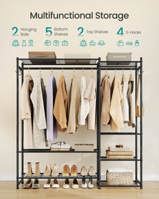 Open Wardrobe, Clothes Rack, Clothing Rack with 7 Shelves, 2 Clothes ...