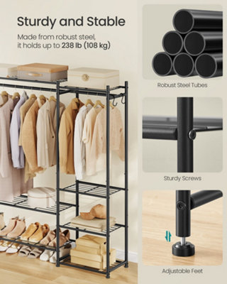 Open Wardrobe, Clothes Rack, Clothing Rack with 7 Shelves, 2 Clothes ...