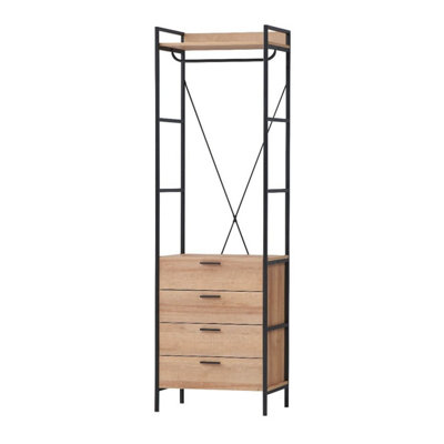 Open Wardrobe Riviera  Oak   Bedroom Furniture 4 Drawer with Hanging Rail