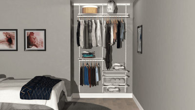 Open Wardrobe System with 2x Baskets 124cm (W)