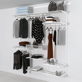 Open Wardrobe System with Shoe Storage and Extra Shelves 185cm (W) Pull Out Shoe Rack