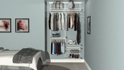 Open Wardrobe System with Shoe Storage & Basket 124cm (W) Pull Out Shoe Rack
