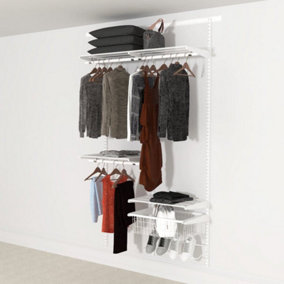 Open Wardrobe System with Shoe Storage & Basket 124cm (W) Wire Shoe Shelf