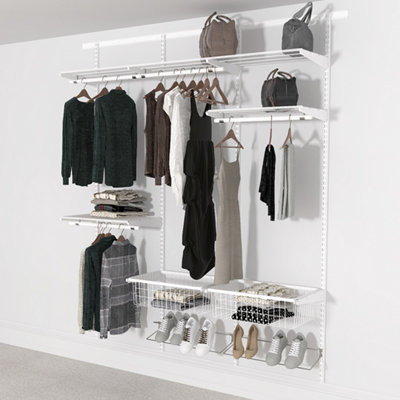 Open Wardrobe System with Shoe Storage & Baskets 185cm (W) Static Shoe Shelf