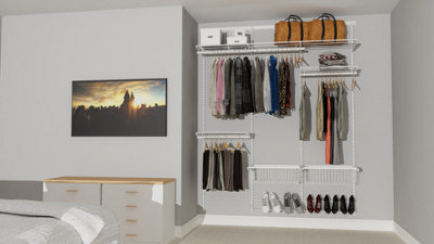 Open Wardrobe System with Shoe Storage & Baskets 185cm (W) Static Shoe Shelf