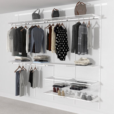 Open Wardrobe System with Shoe Storage & Baskets 246cm (W) Pull Out Shoe Rack