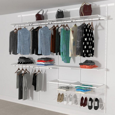 Open Wardrobe System with Shoe Storage & Baskets 246cm (W) Wire Shoe Shelf