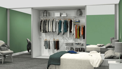 Open Wardrobe System with Shoe Storage & Baskets 246cm (W) Wire Shoe Shelf