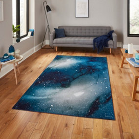 Optical 3D Navy Luxurious Modern Abstract Rug For Living Room Bedroom & Dining Room-120cm X 170cm