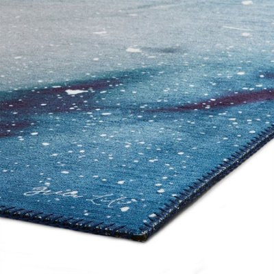 Optical 3D Navy Luxurious Modern Abstract Rug For Living Room Bedroom ...