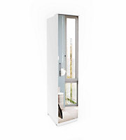 Optima 57 Hinged Wardrobe - Sleek White Gloss with Mirrored Front - W450mm x H2170mm x D630mm