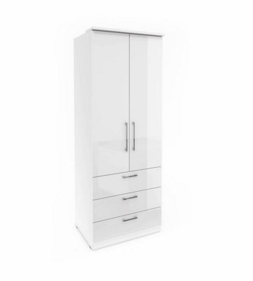 Optima 68 Hinged Wardrobe - Sleek White Gloss for Modern Homes - W800mm x H2170mm x D630mm