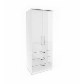 Optima 68 Hinged Wardrobe - Sleek White Gloss for Modern Homes - W800mm x H2170mm x D630mm