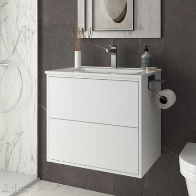 Optimus 600 Wall Hung Vanity Unit + Basin - Matt White Price Comparisons | Compare The Build