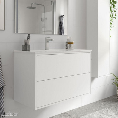 Optimus 800 Wall Hung Vanity Unit + Basin - Matt White Price Comparisons | Compare The Build